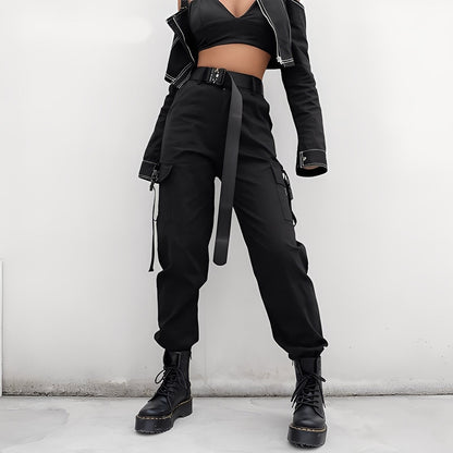 Clotilde - Pantalón cargo de cintura alta elástica para mujer