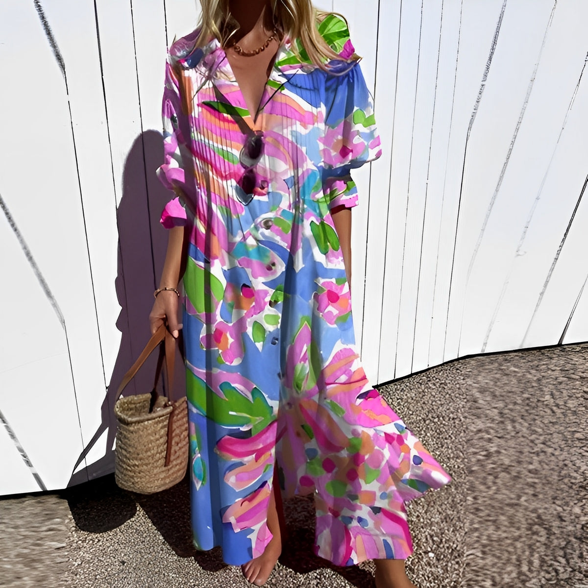 Sana – Vestido Boho Largo con Escote en V