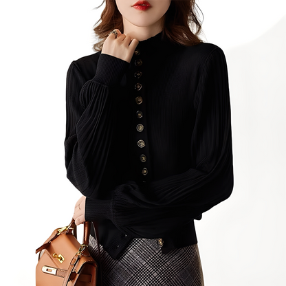 Adelyn - Blusa de punto informal con mangas voluminosas para mujer