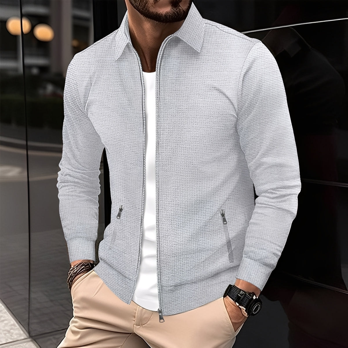 Anthony - Chaqueta moderna para hombres con bolsillos con cremallera