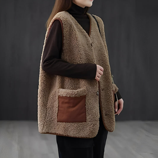 Emerie - Chaleco abrigado y casual con bolsillos para mujeres