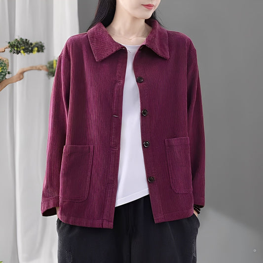 Chloe - Chaqueta de pana casual con bolsillos para mujer