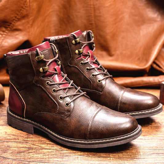 Louis - Botas de cuero clásicas con cremallera para hombres