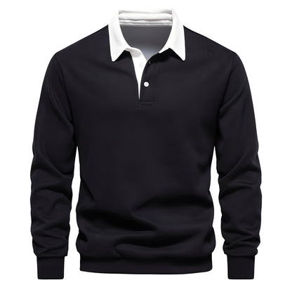 Shelton - Polo para Hombre de Manga Larga Casual