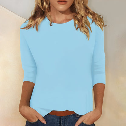 Katherina - Blusa casual de manga larga con cuello redondo para mujer