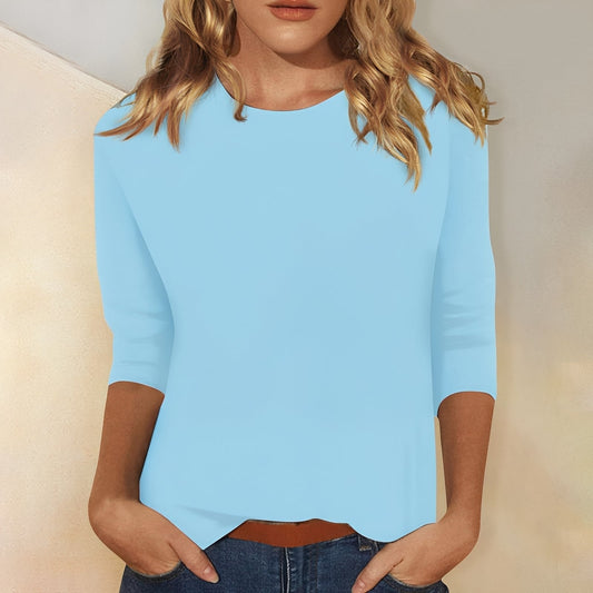 Katherina - Blusa casual de manga larga con cuello redondo para mujer