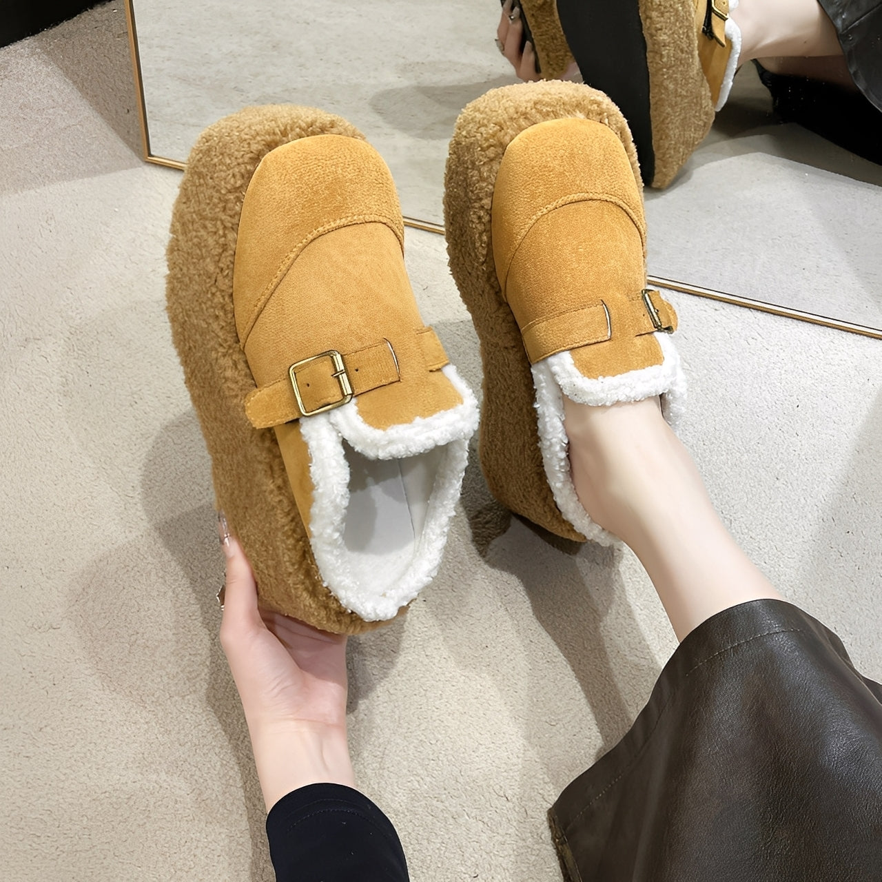Gabriella - Zapatos cómodos con forro de lana para mujer