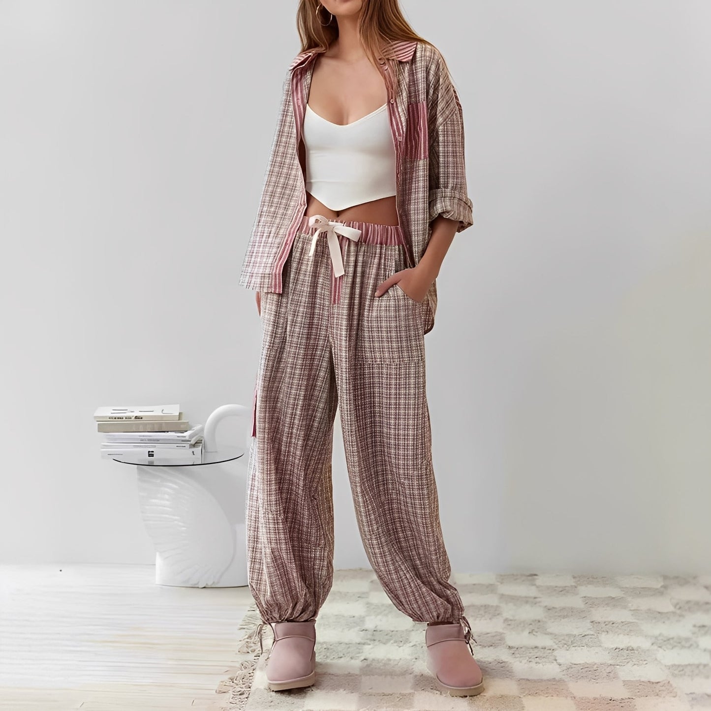 Elenora - Pijama de dos piezas cómodo y casual para mujeres
