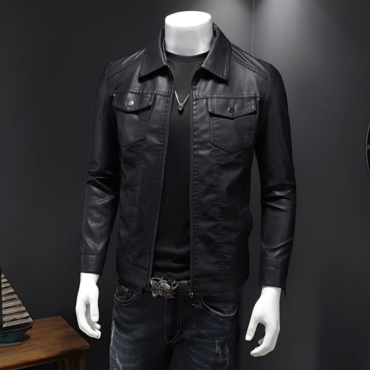 Brycen - Clásica chaqueta de cuero ajustada para hombres