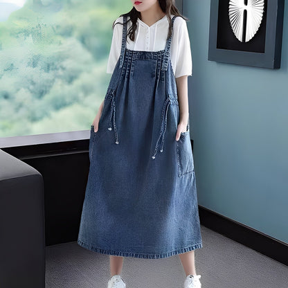 Kelsey - Vestido casual de mezclilla con bolsillos para mujer