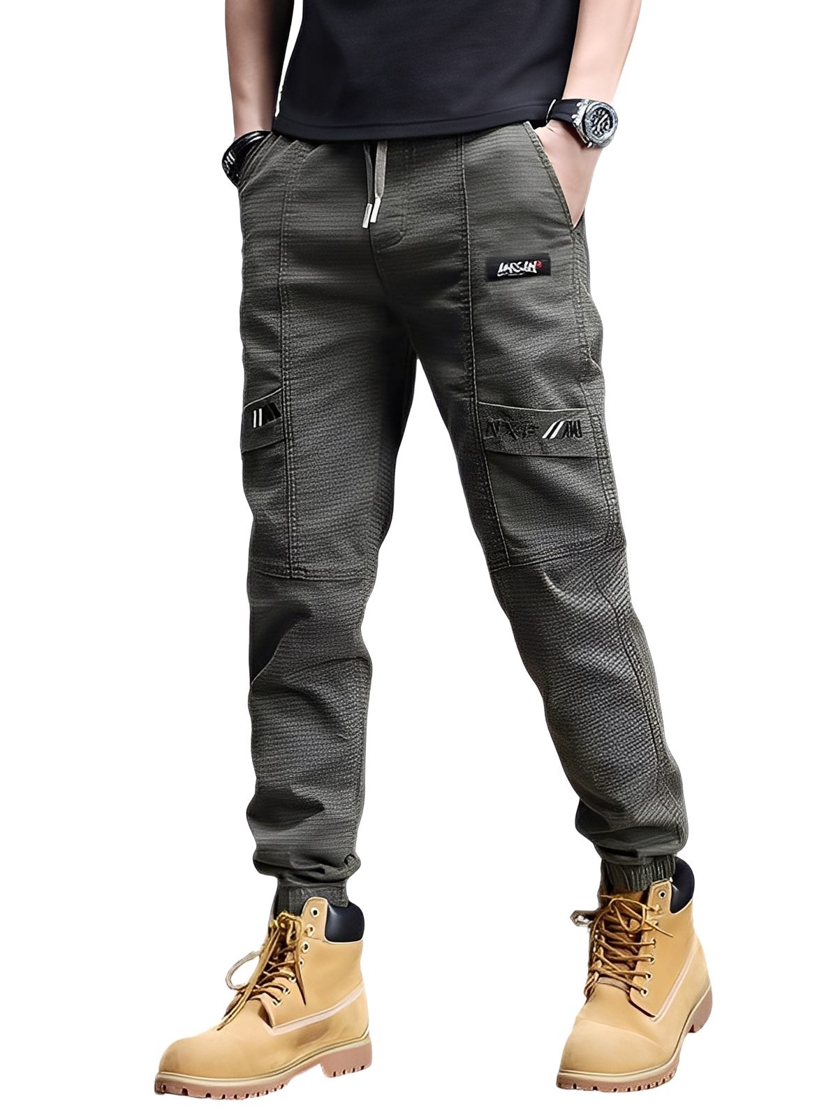 Alvin - Pantalones deportivos de estilo elegante con cordón para hombre