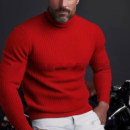 Randolf - Suéter de cuello alto sencillo y elegante para hombres