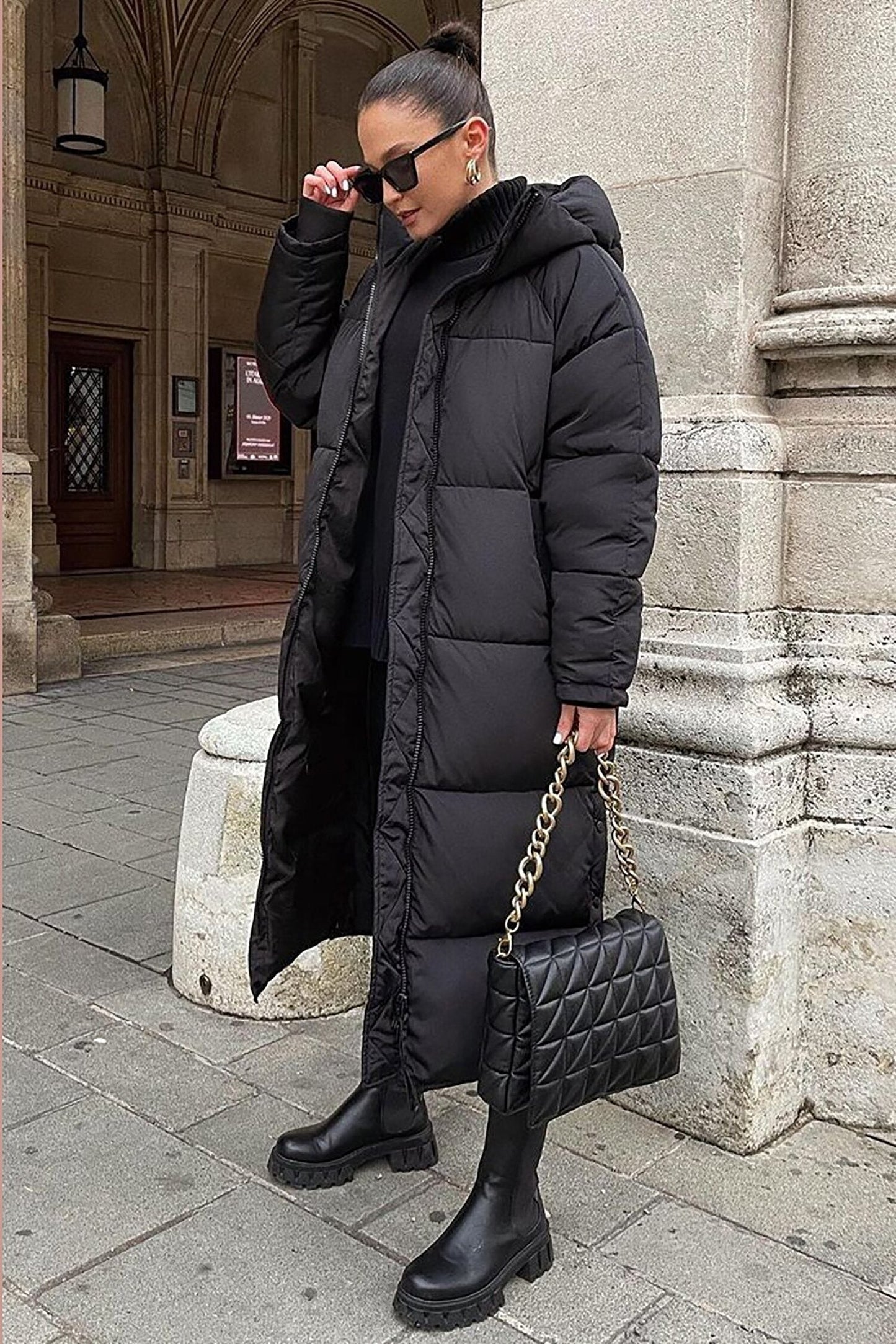 Khloe - Abrigo largo y acolchado para mujeres, caliente en invierno