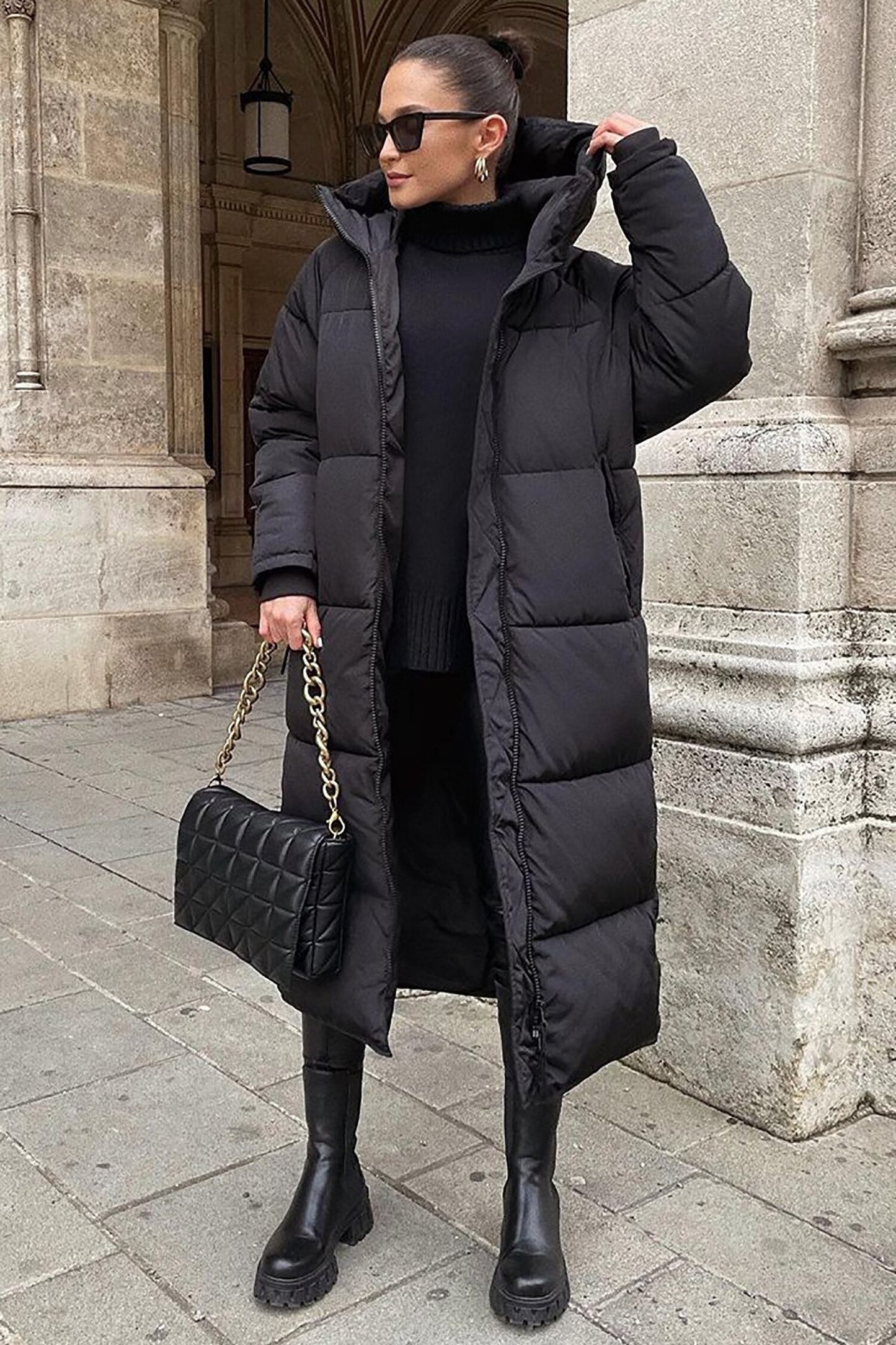 Khloe - Abrigo largo y acolchado para mujeres, caliente en invierno