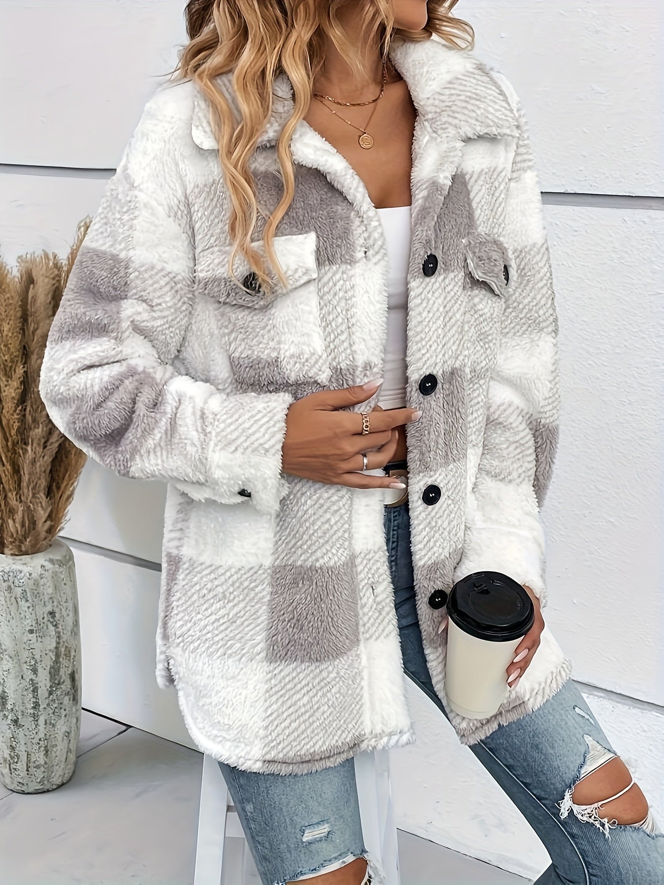 Alice – Chaqueta de Cuadros Felpa