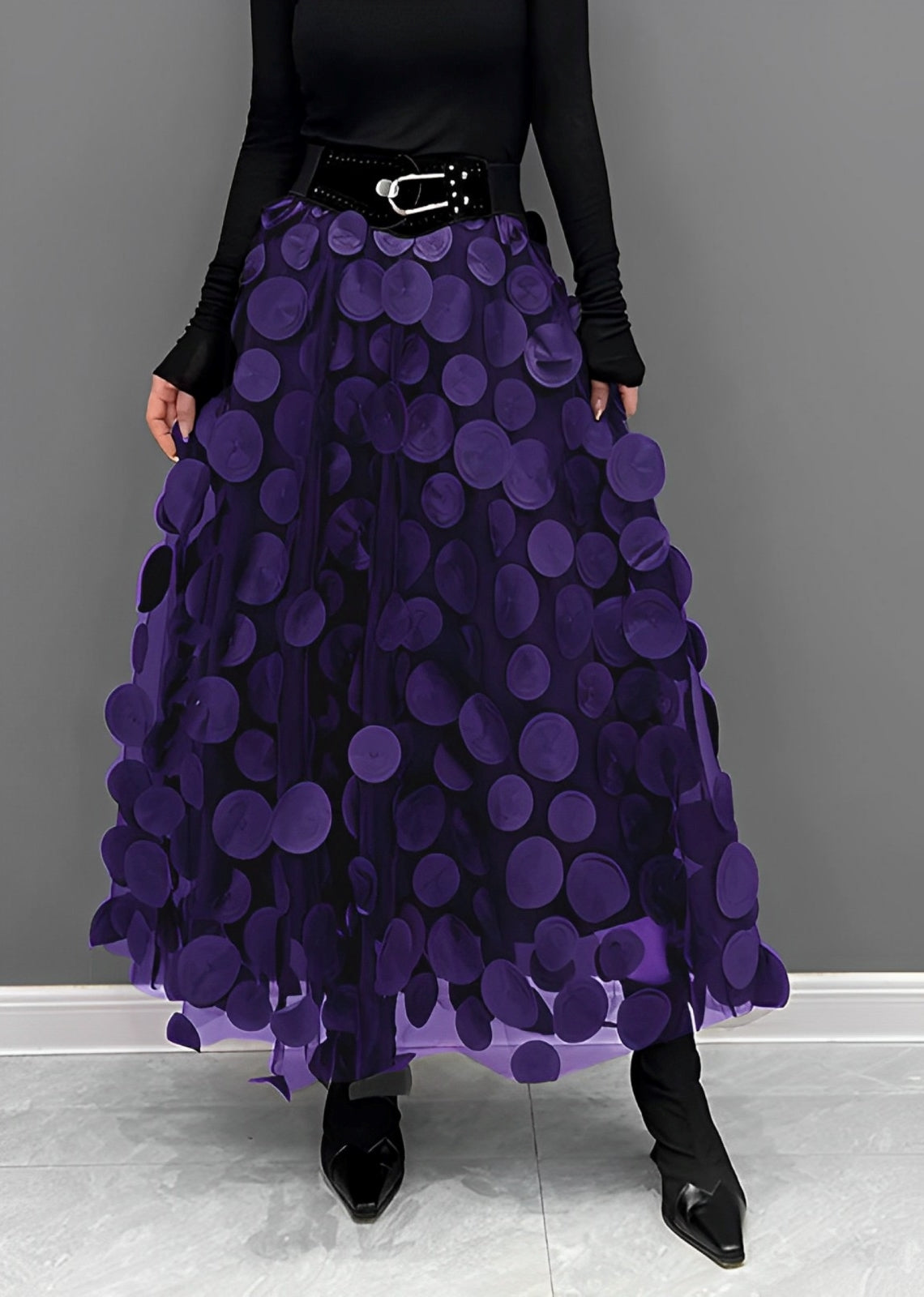 Peaches – Falda midi con puntos estilo retro