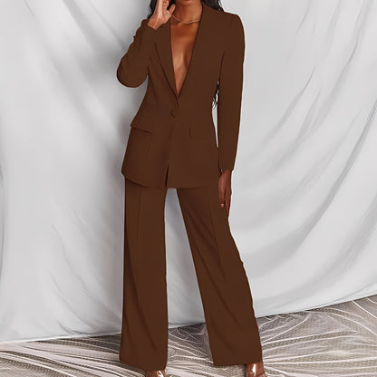 Darcey - Conjunto de chaqueta y pantalón, casual y formal para mujeres