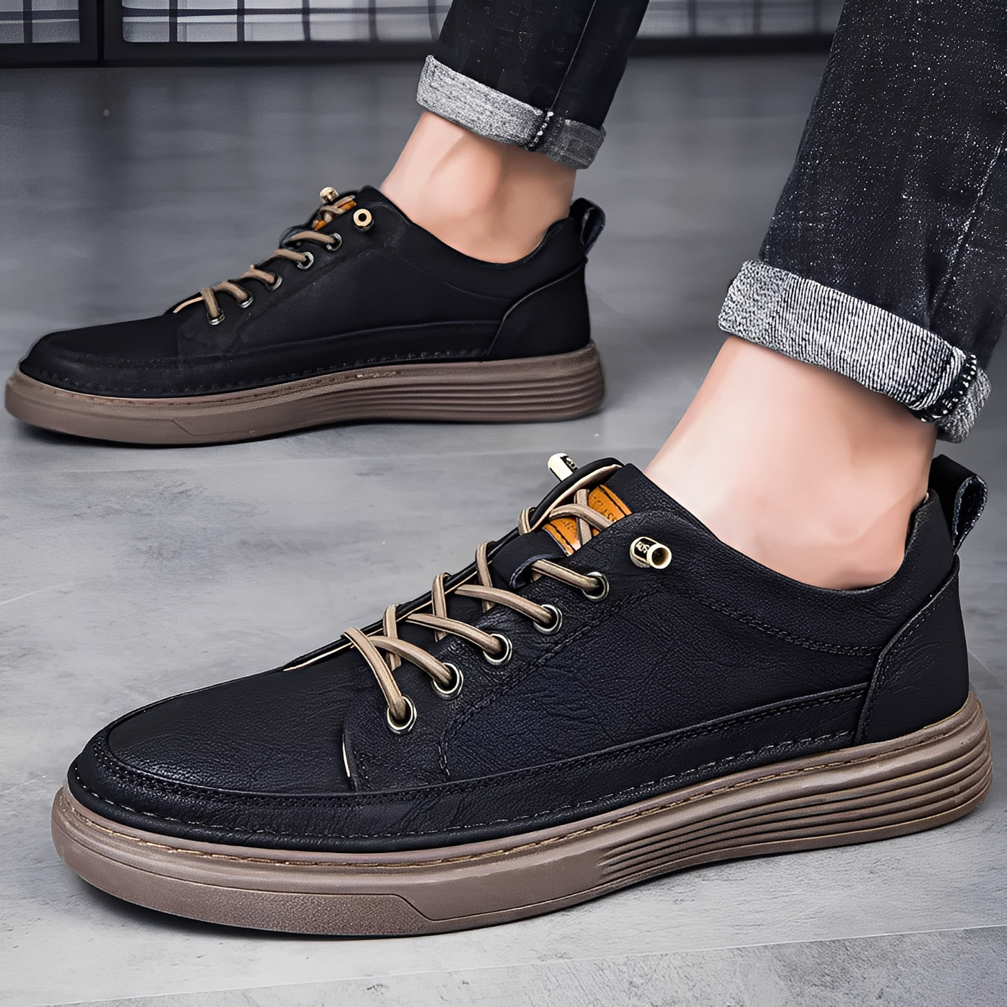 Damion - Zapatillas de Cuero Clásicas para Hombres