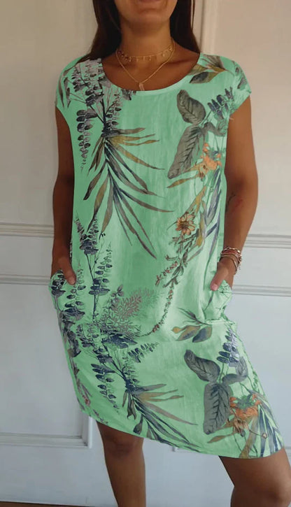Britt – Vestido con dibujos y cuello redondo