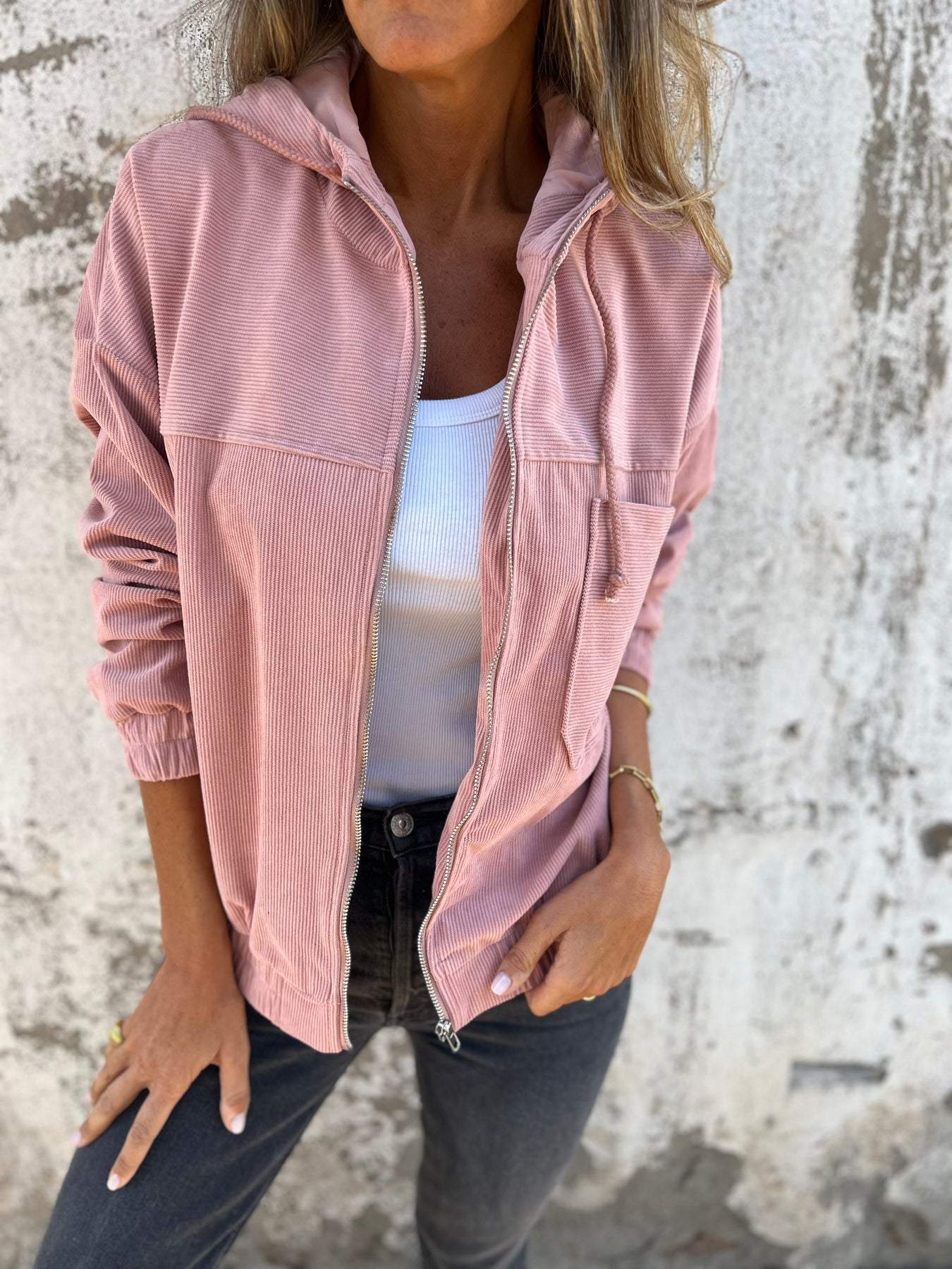 Ariellee – Chaqueta Casual con Capucha y Cierre de Cremallera