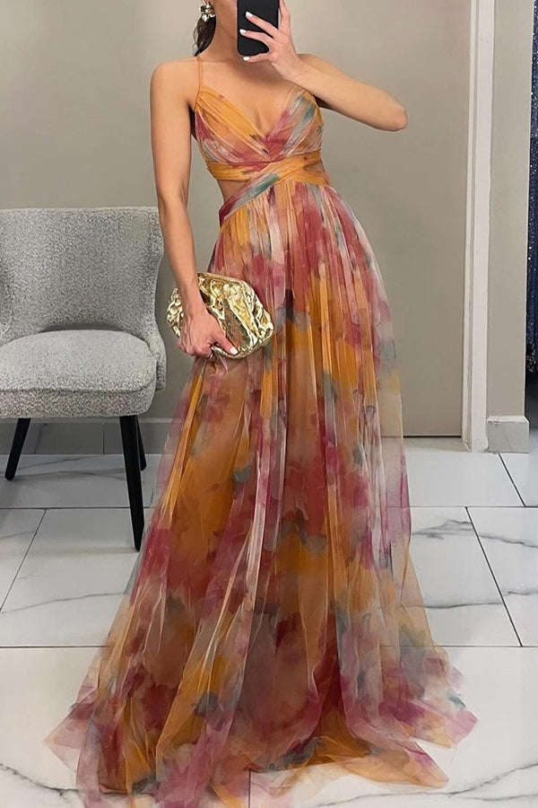 Alina – Vestido largo con escote en V para invitados de boda