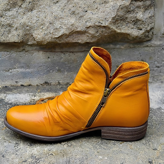 Veronica - Botas de cuero antiguas con cremallera para mujer