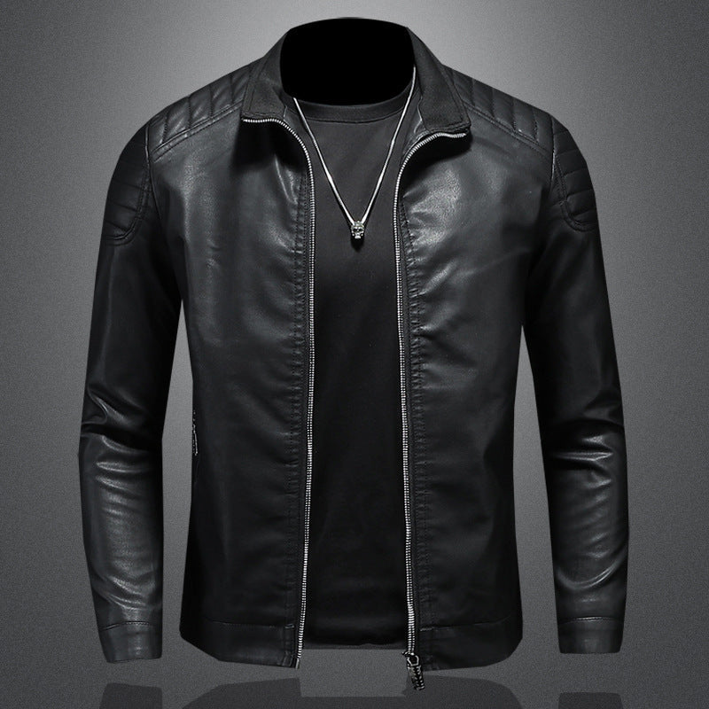 Wendell - Moderna chaqueta de cuero ajustada para hombres