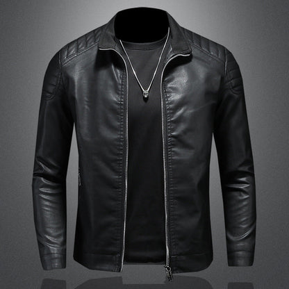 Wendell - Moderna chaqueta de cuero ajustada para hombres