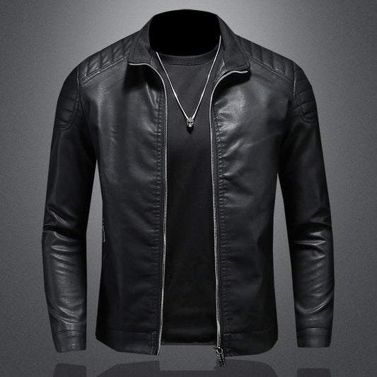 Wendell - Moderna chaqueta de cuero ajustada para hombres