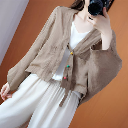 Shelia - Chaqueta corta suelta con bolsillos