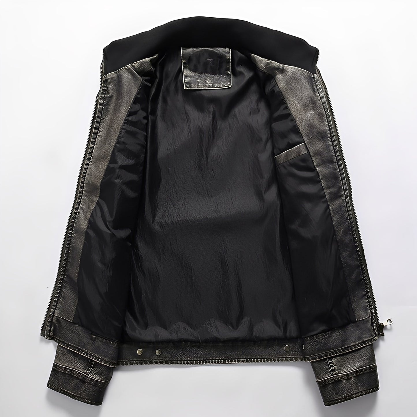 Kevin - Chaqueta de Cuero Tradicional con Bolsillos para Hombres