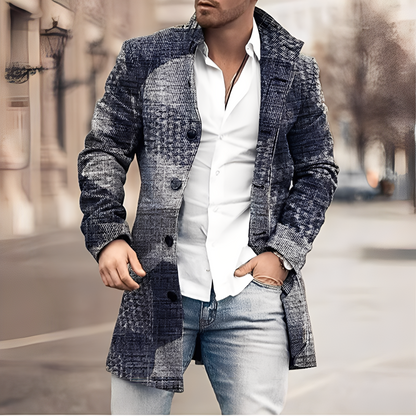Darden - Abrigo de tweed largo para hombre, estilo casual