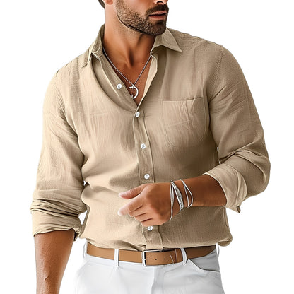 Emile - Camisa de lino sencilla y clásica para hombres