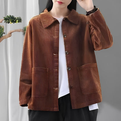 Chloe - Chaqueta de pana casual con bolsillos para mujer