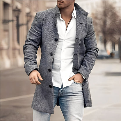 Darden - Abrigo de tweed largo para hombre, estilo casual