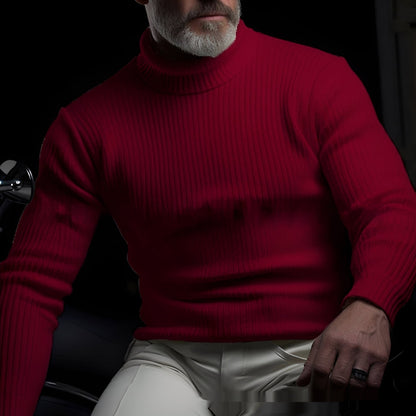 Randolf - Suéter de cuello alto sencillo y elegante para hombres