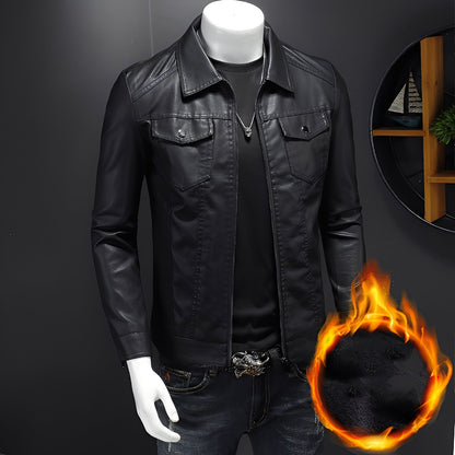 Brycen - Clásica chaqueta de cuero ajustada para hombres