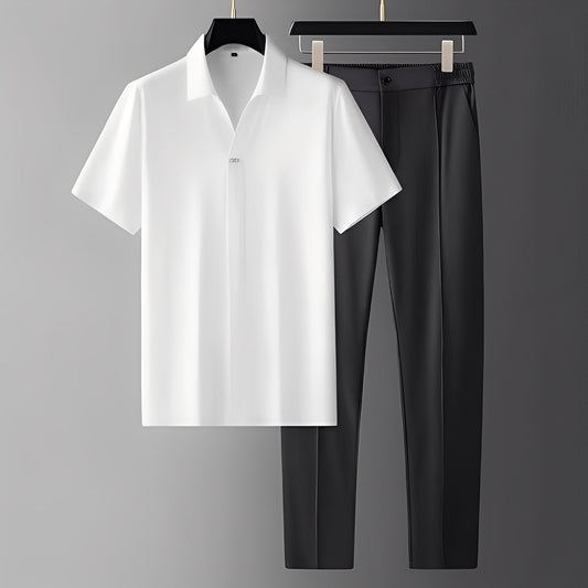 Alexander - Elegante conjunto de polo corto y pantalón para hombres