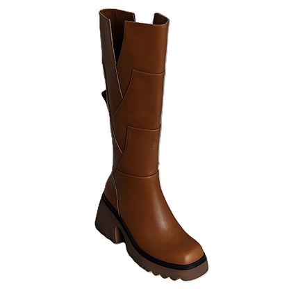 Madelaine - Botas de cuero fuertes y informales con cremallera para mujer