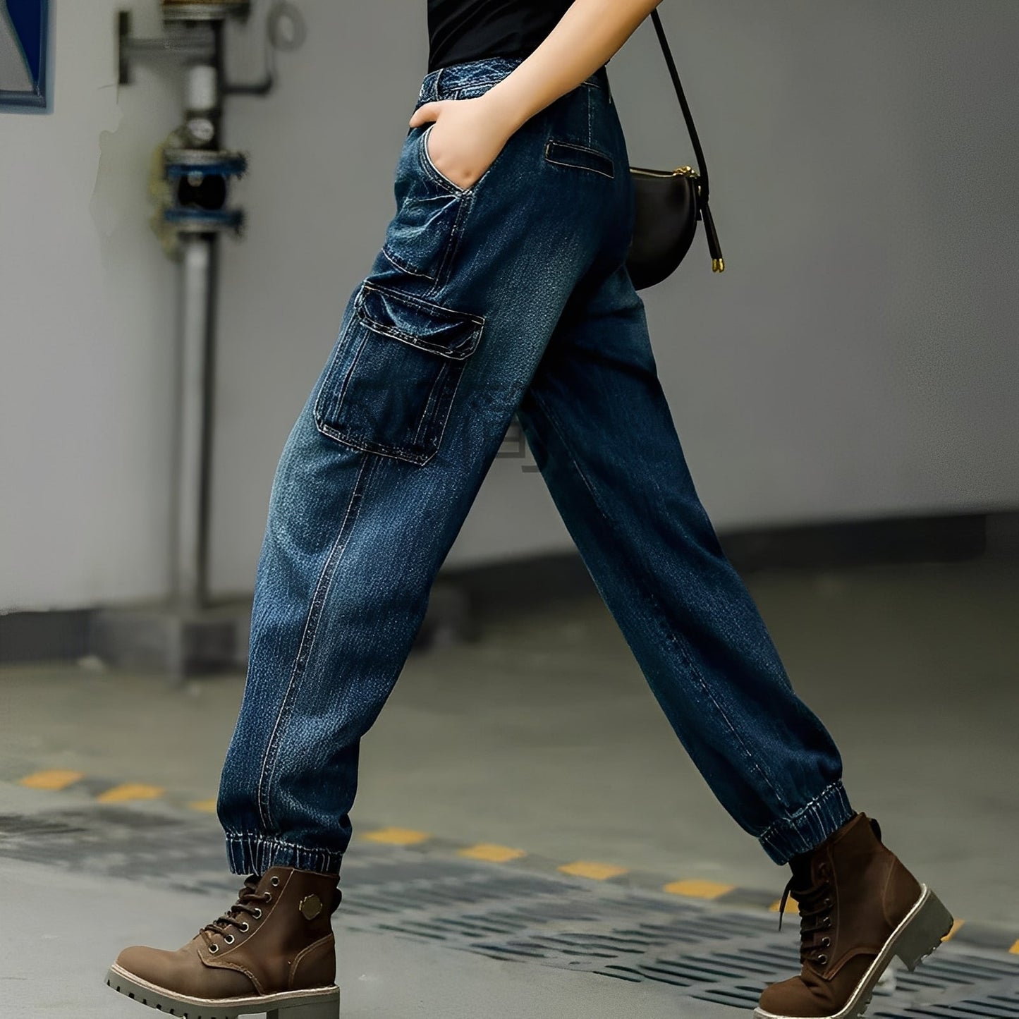 Kristal - Pantalones vaqueros de algodón con muchos bolsillos para mujer