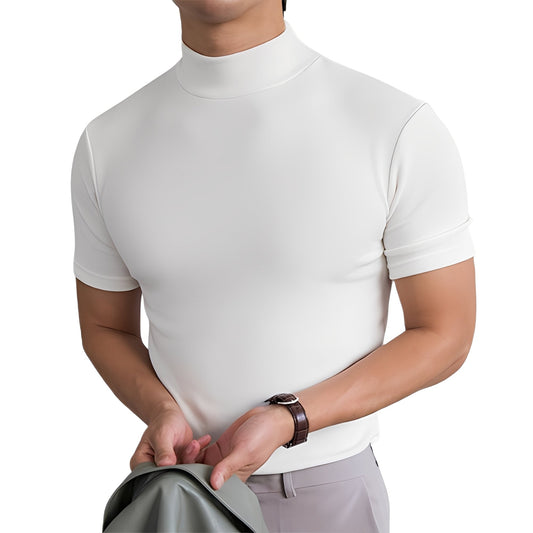 Terence - Camisa casual ceñida con cuello alto para hombres