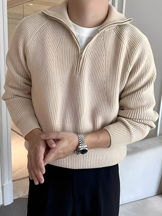 Lucas - Jersey de punto elegante con cremallera media para caballeros