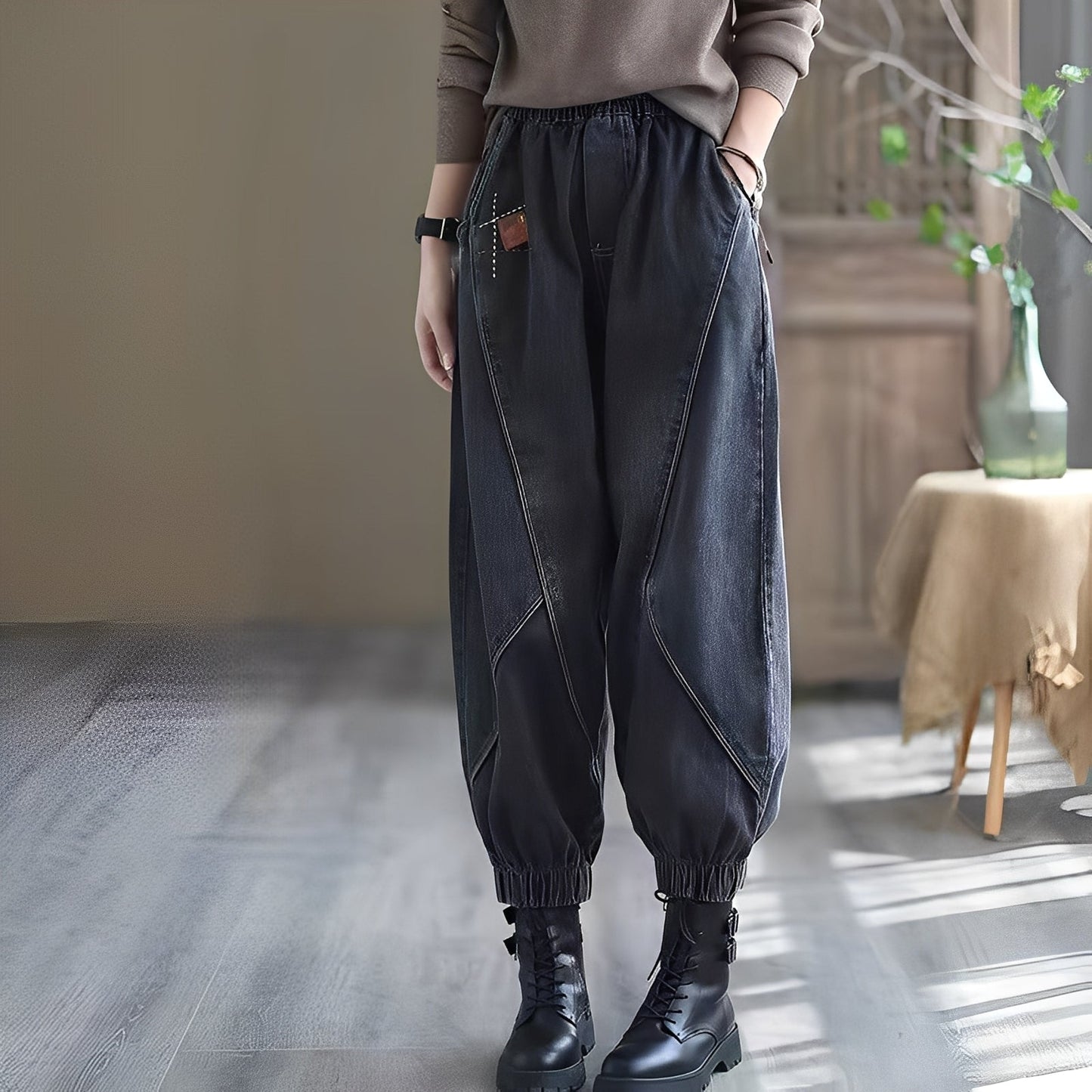 Shyanne - Pantalones de mezclilla con cintura elástica para damas