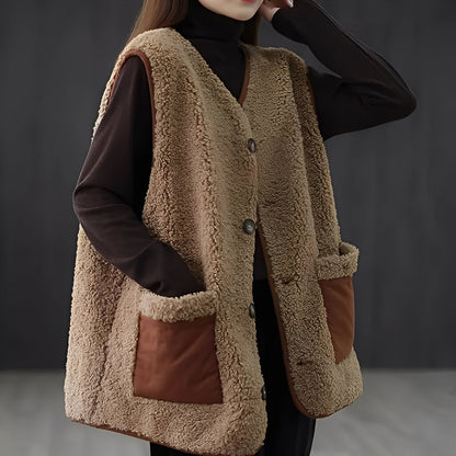 Emerie - Chaleco abrigado y casual con bolsillos para mujeres