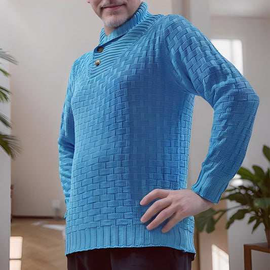 Branson - Suéter de cuello alto para hombres, estilo holgado