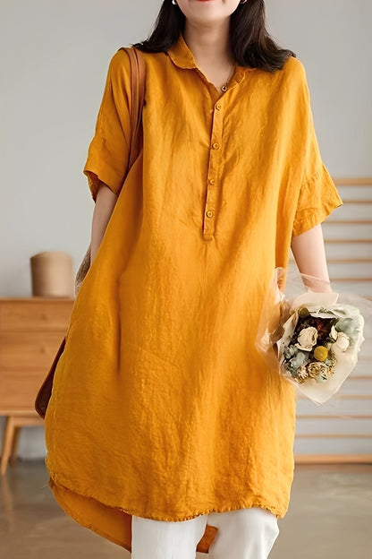 Krystina - Vestido Camisa Suelto de Lino para Mujer