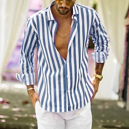 Greyson - Camisa cómoda de verano con rayas para hombres