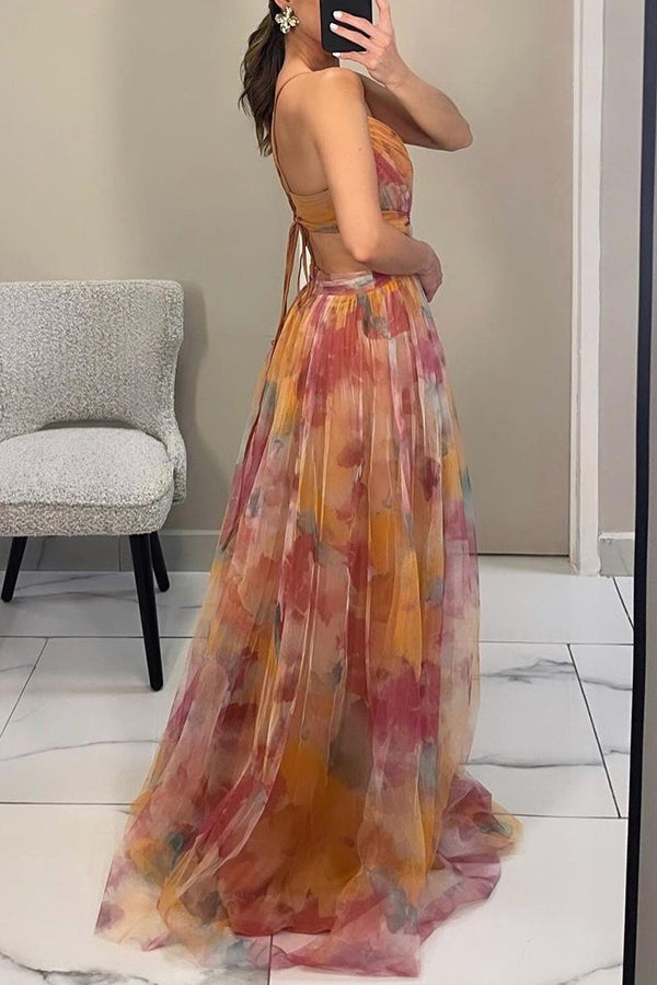 Alina – Vestido largo con escote en V para invitados de boda