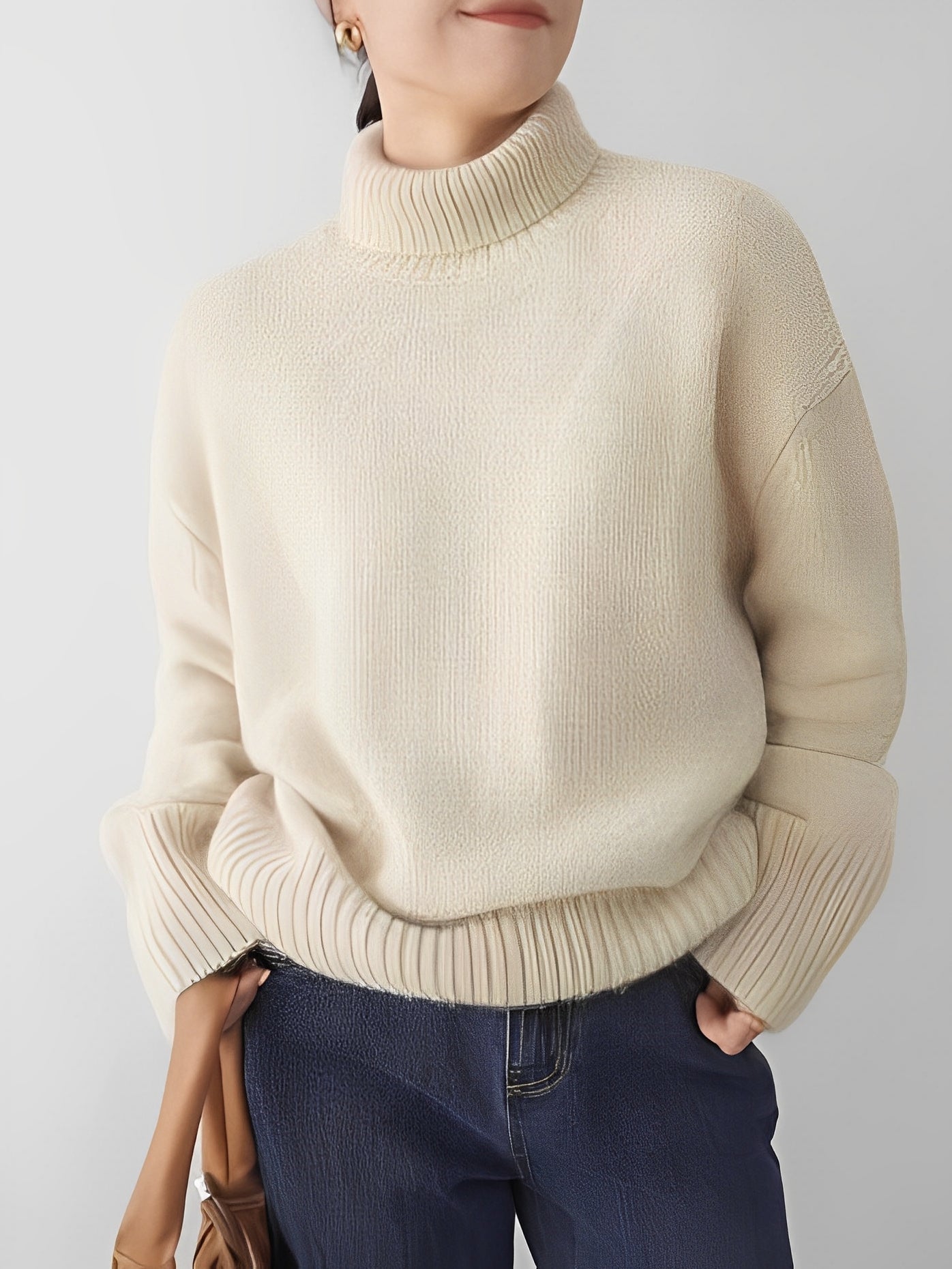 Yvette - Suéter de Cashmere con Cuello Alto para Mujeres