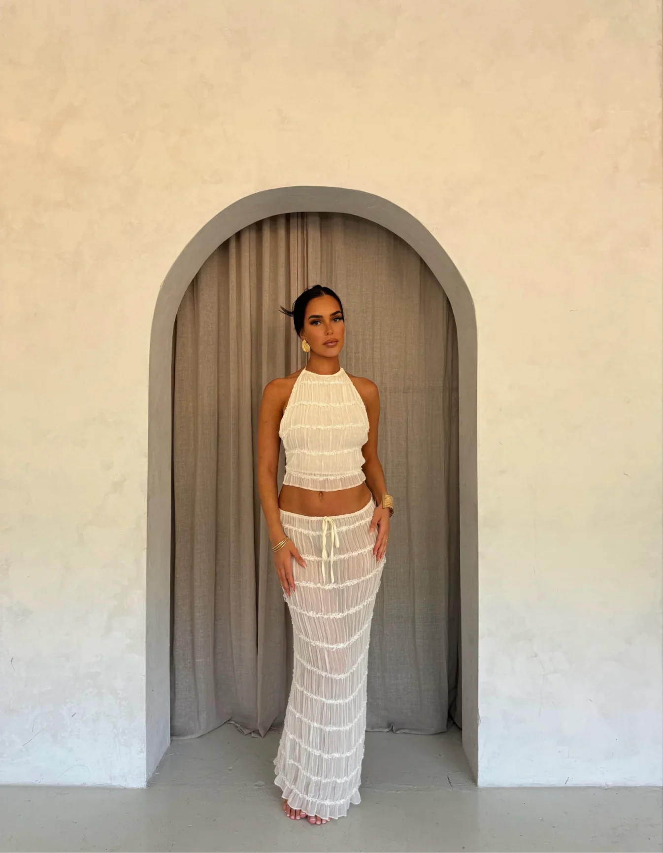 Siria – Conjunto Dos Piezas con Top Halter y Falda Maxi